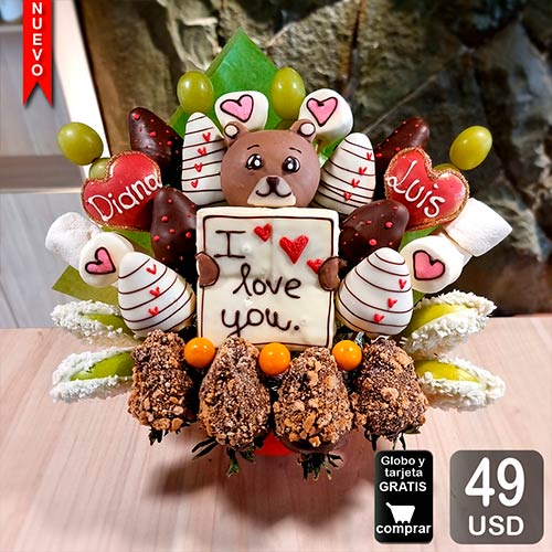 arreglo frutal abrazo