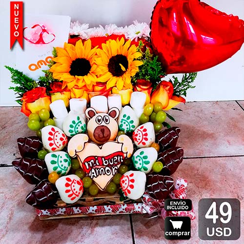 Bouquet de flores y frutas Liga dedicado para el equipo criollo